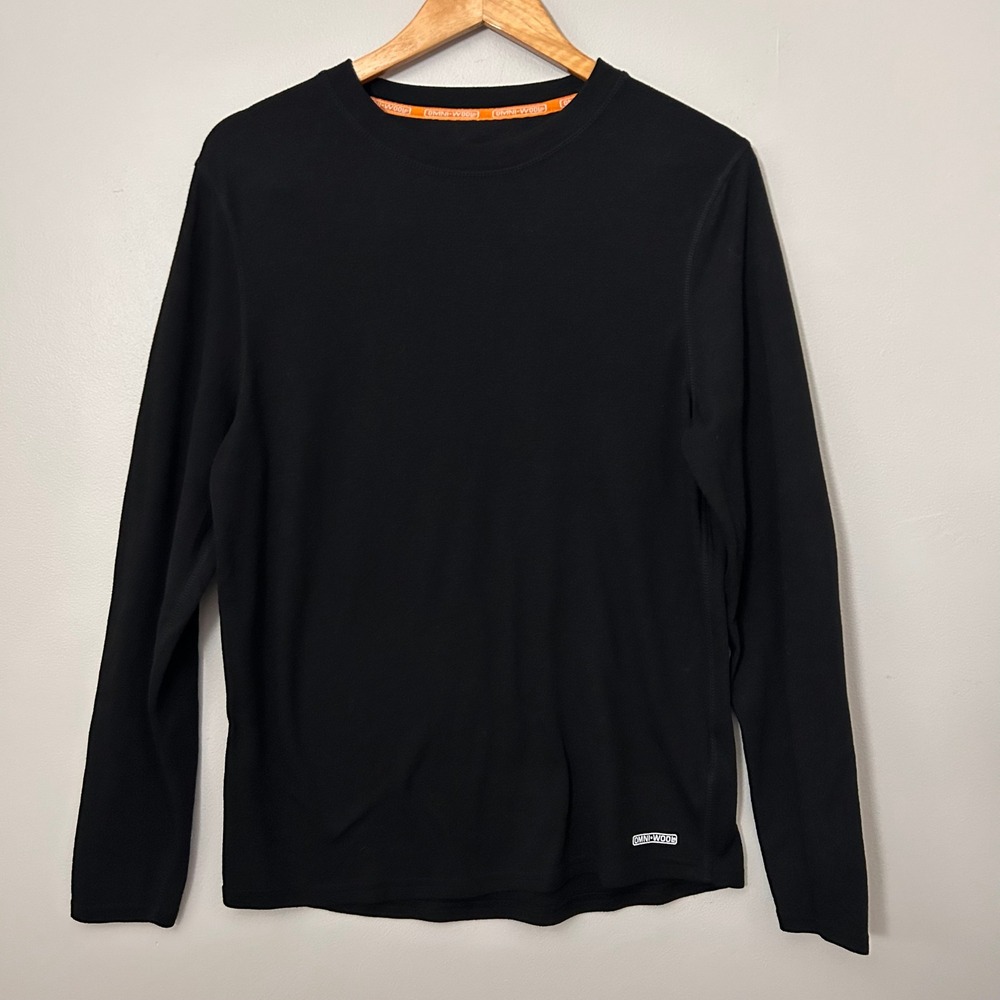 Omni-Wool Shirt‎ Mens XL Black Thermal Base Layer Crew Neck Long Sleeve Warm
